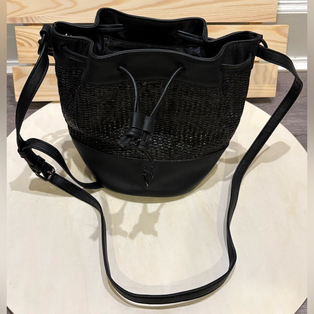 Vera Wang Black Woven Shoulder Bag